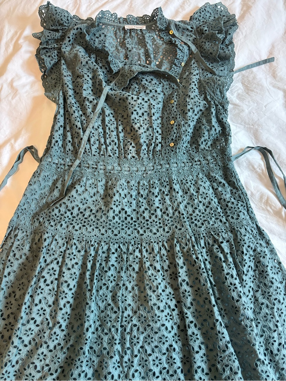Ulla Johnson Lucille Eyelet Maxi Dress Green - Read Desc